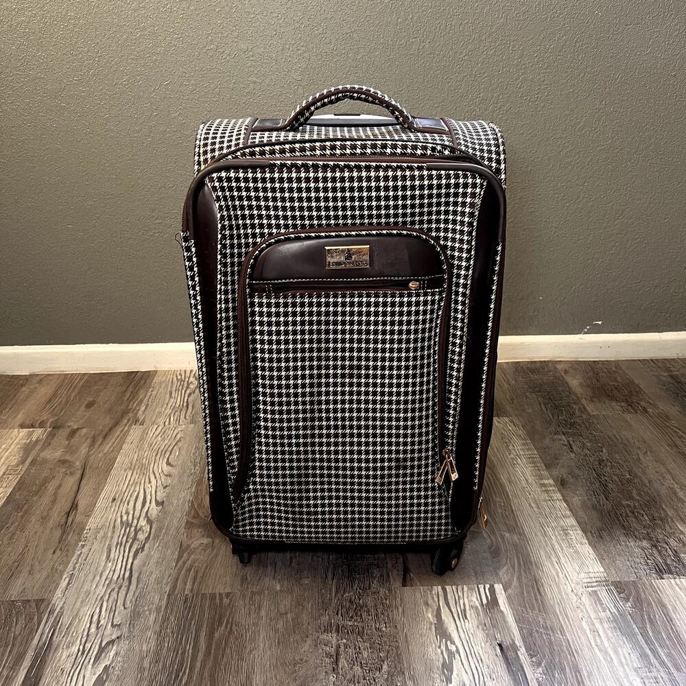 LONDON FOG Andover 360UL Expandable Spinner Houndstooth Pattern Carry-on Luggage